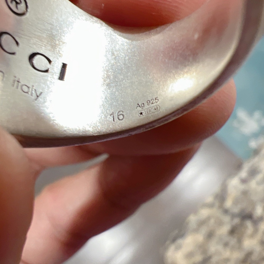 GUCCI AG925 Interlocking G GG Logo Ster. Silver Signet Ring Size IT 16/ US 7.5 - Picture 8 of 8